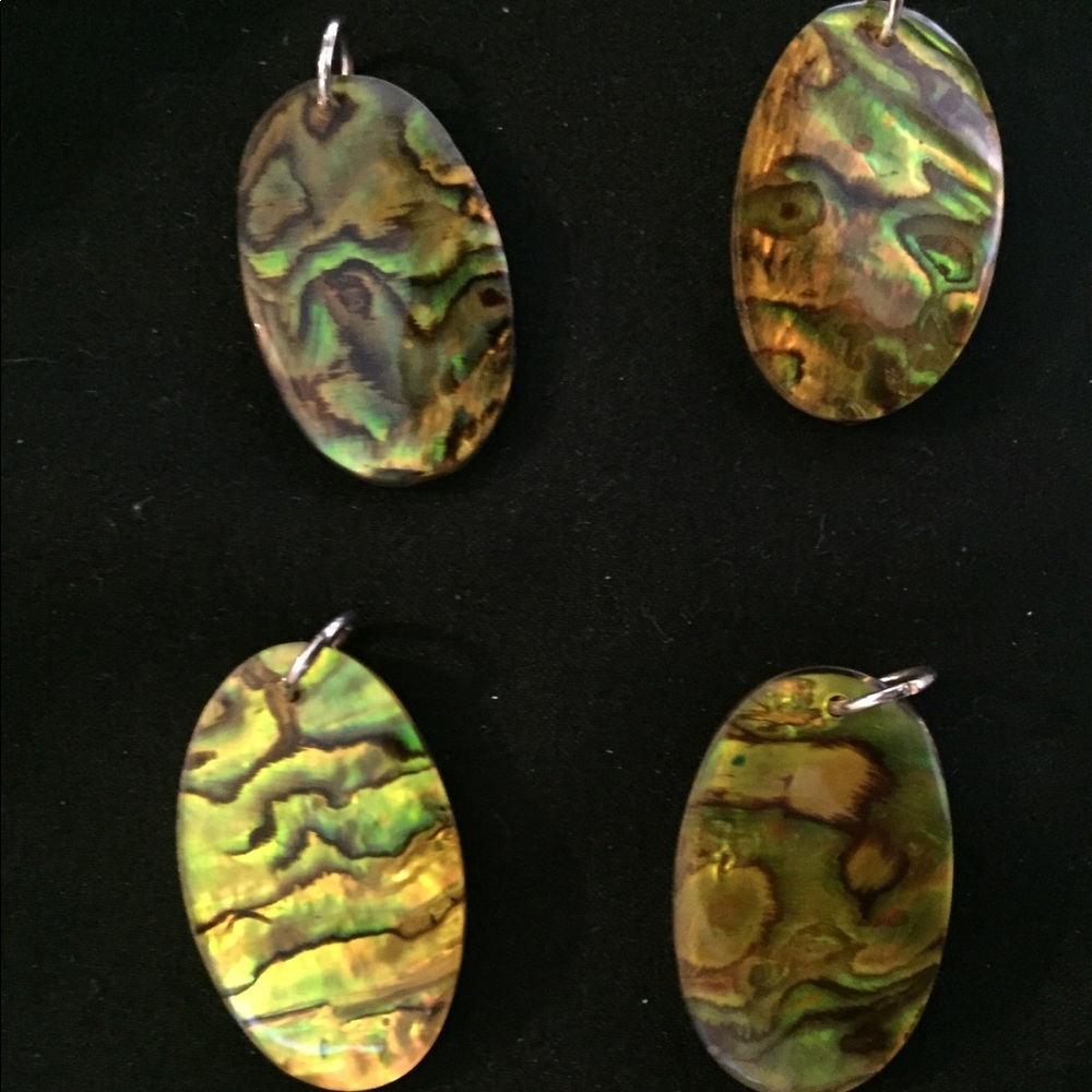 Lot of 4 Abalone Shell Pendants - Green Tint